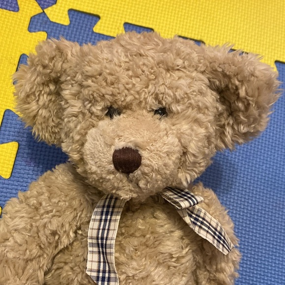 RUSS BERRIE SHAGGY TENNYSON Teddy Bear Plush Stuffed Animal Vintage Plaid Bow - Picture 3 of 6